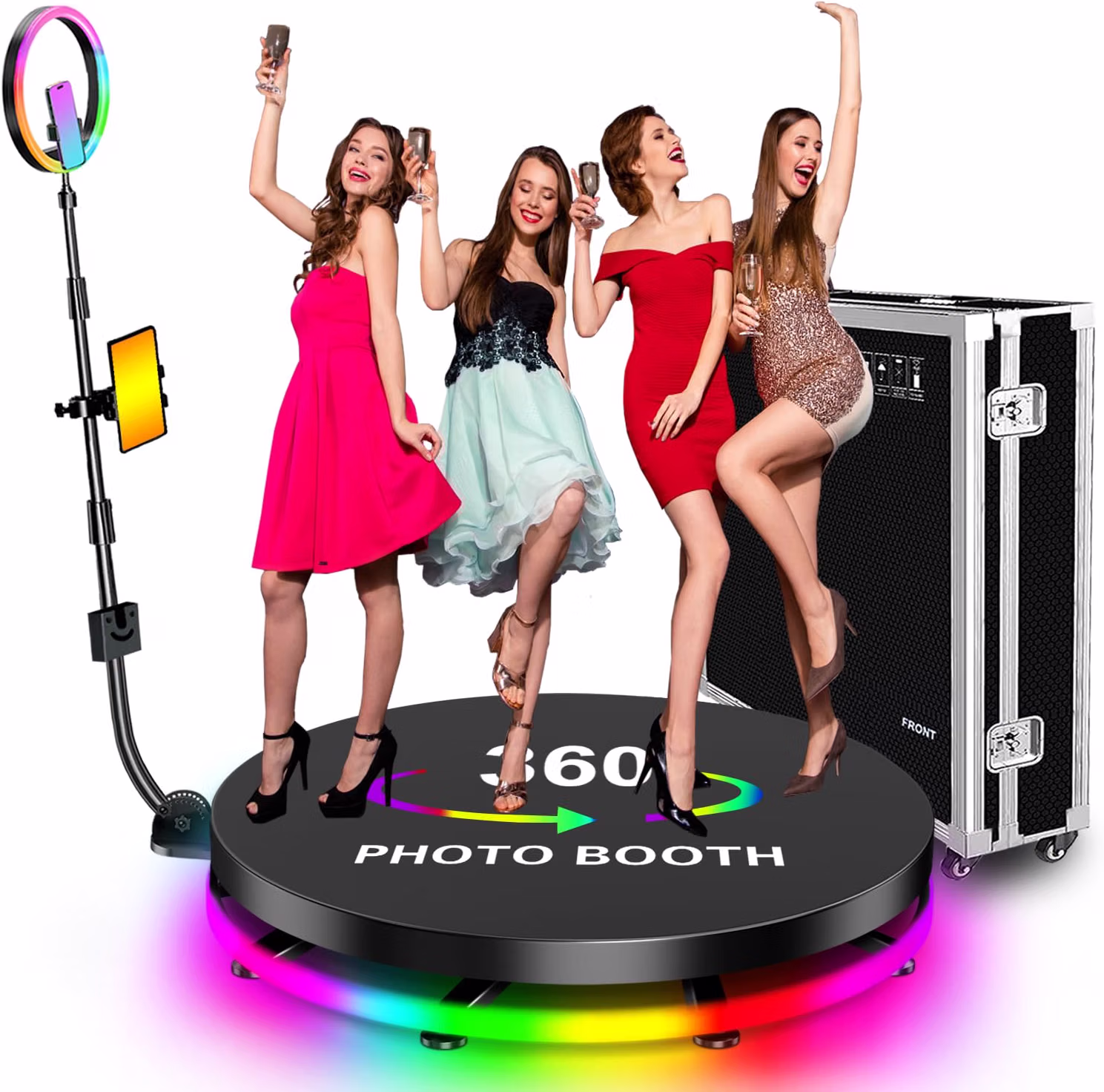 360 Photo Booth Machine, Automatic Slow Motion Rotating Camera Booth with APP Remote Control