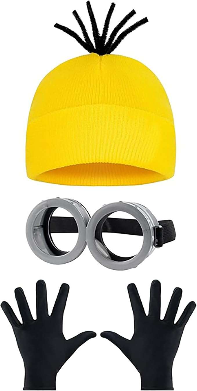 3Pcs Minion Halloween Costume Accessories Set Adults World Book Day Outfit
