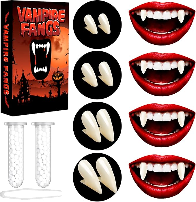 4 Pair Halloween Fake Vampire Teeth for Adult