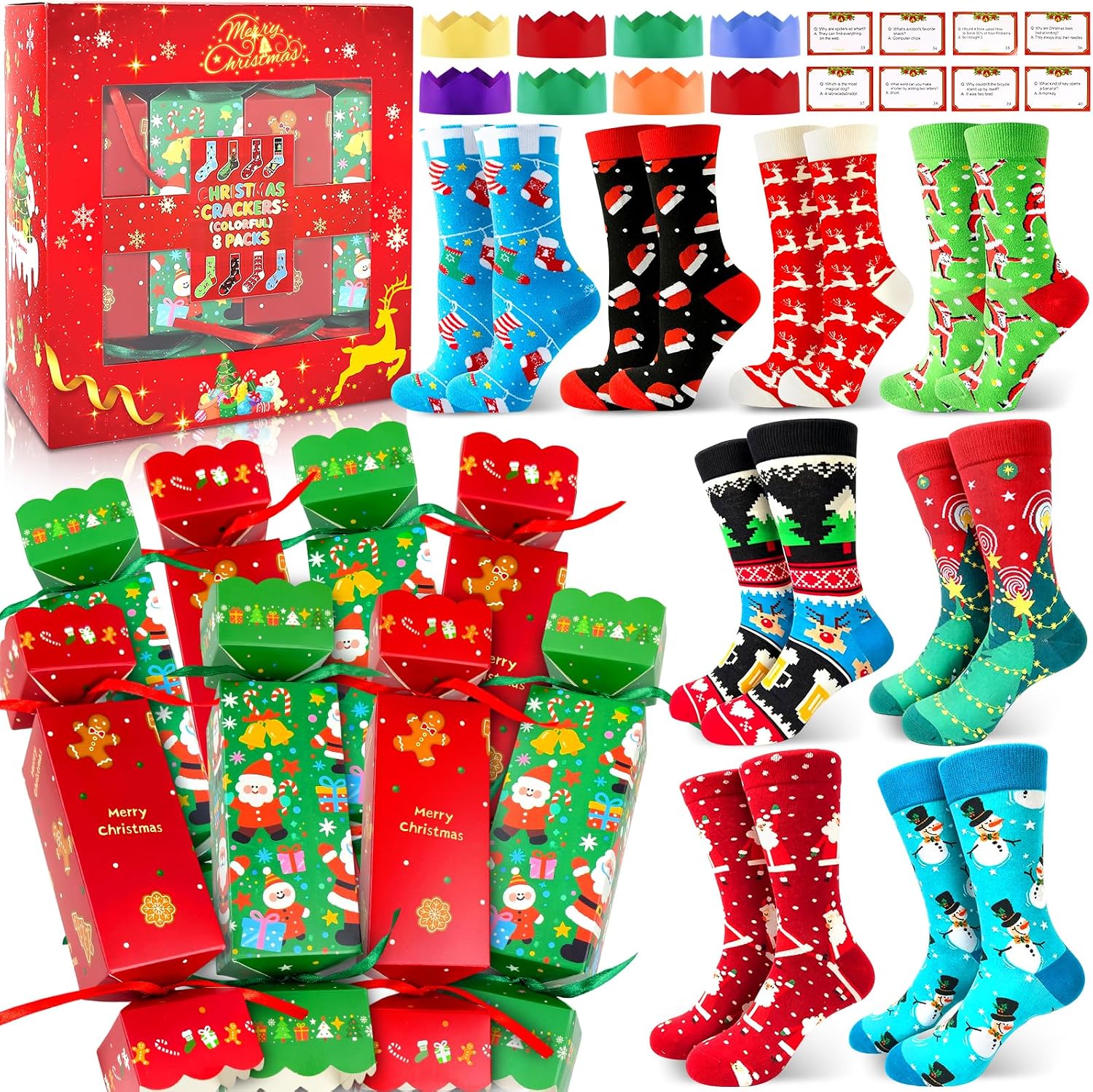 8 Pack Luxury Christmas Crackers Socks