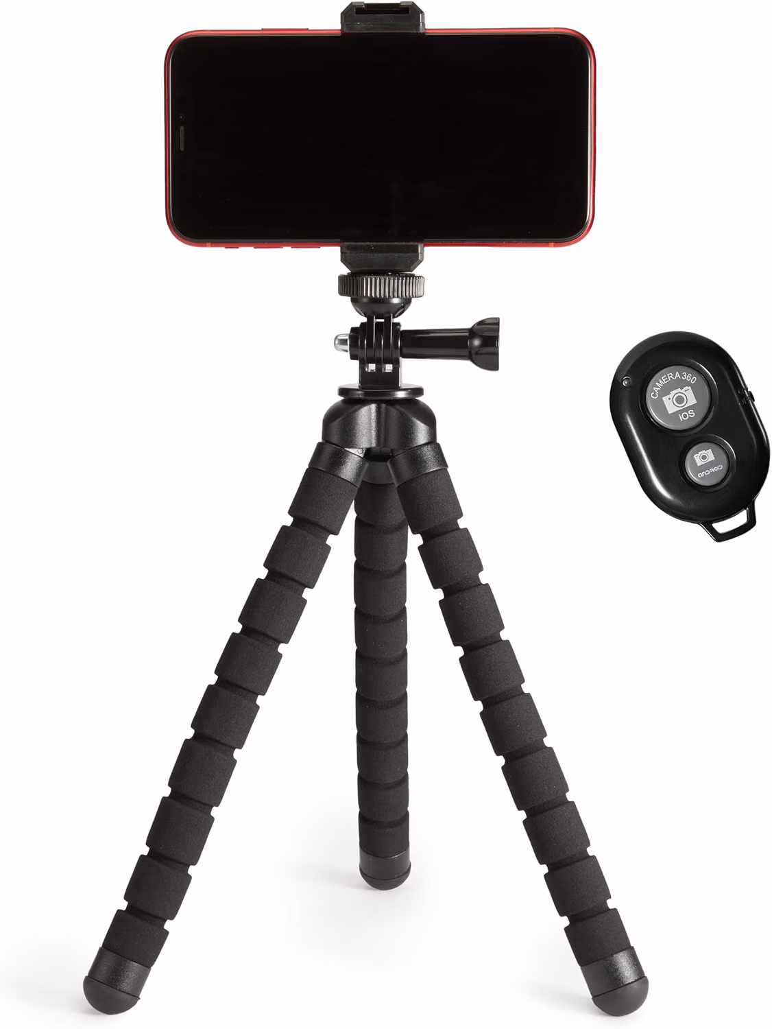 Amazon Basics Portable and Flexible Tripod 25cm/10inch with Wireless Remote and Phone Holder, Black