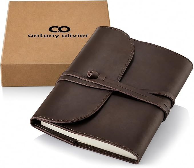 Antony Olivier A5 Refillable Leather Journal | Plain Paper Notebook