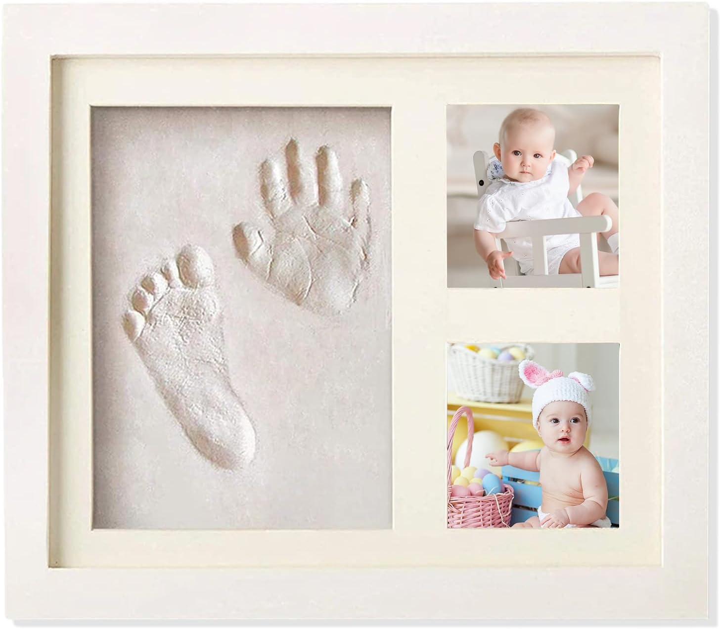 Baby Hand and Footprint Kit Impression Compound with White Picture Frame Cardboard