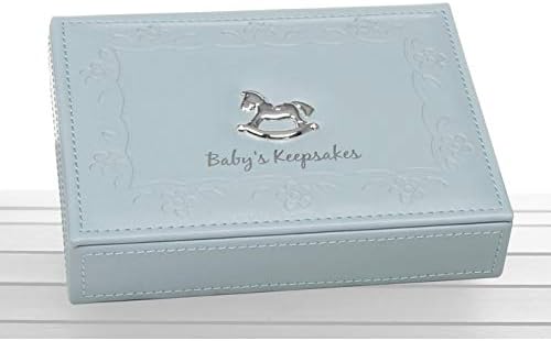 Blue Faux Leather Baby Boy Keepsake Box