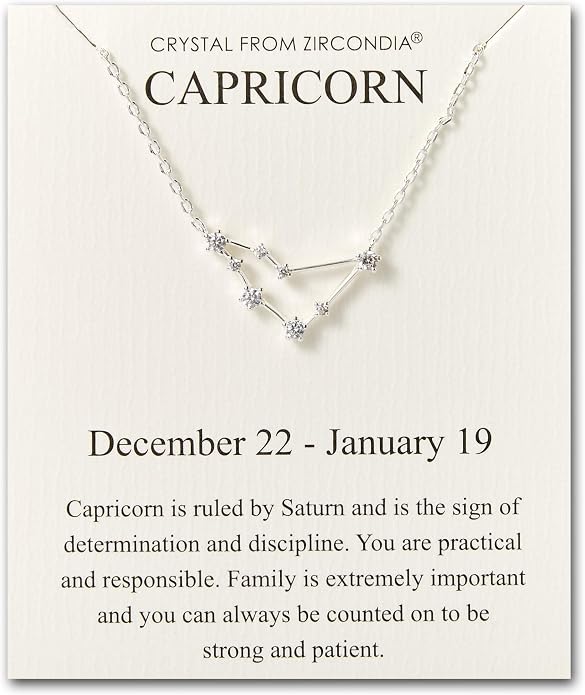 Capricorn Star Sign Zodiac Constellation Necklace and Quote Card