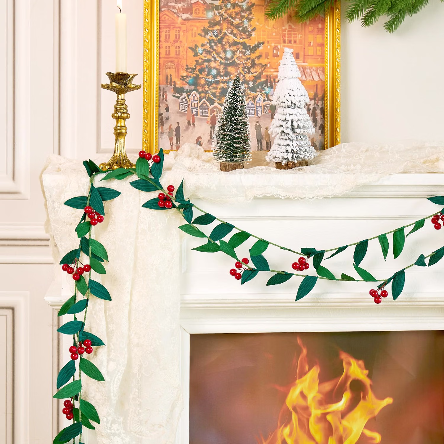Christmas holly garland product photo