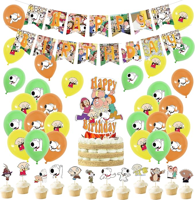 Family Guy Party Supplies - Birthday Cake Topper, Balloons, Banner & Decorations product photo