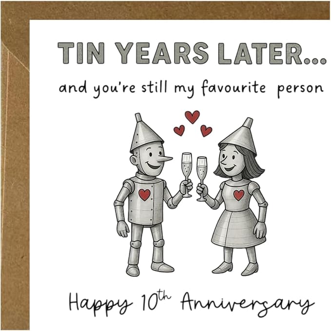 Funny Cute Wedding Anniversary Card with Envelope for Him/Her Happy Tin Anniversary