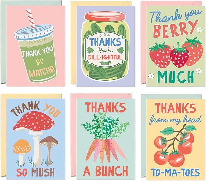 Funny Thank You Cards – 24 Punny Blank Cards with Envelopes product photo