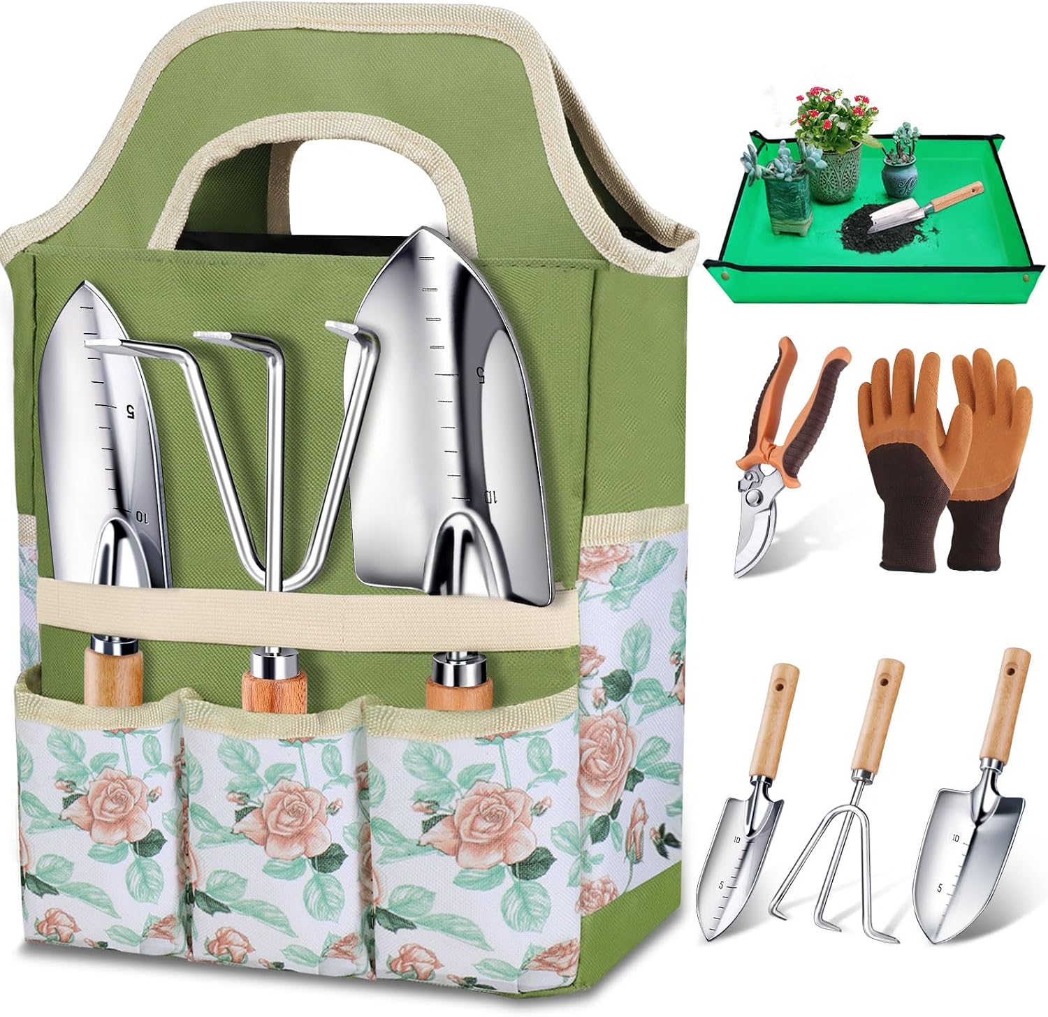 Garden Tools Set, 7-Piece Heavy-Duty Gardening Set with Tote Bag product photo