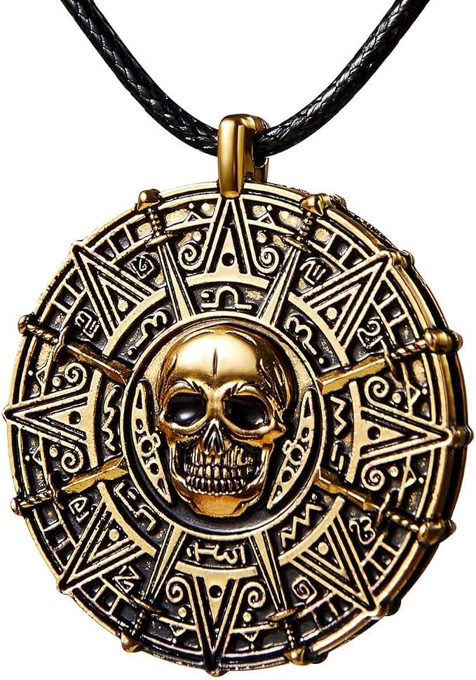 Halloween Pirate Coin Skull Necklace