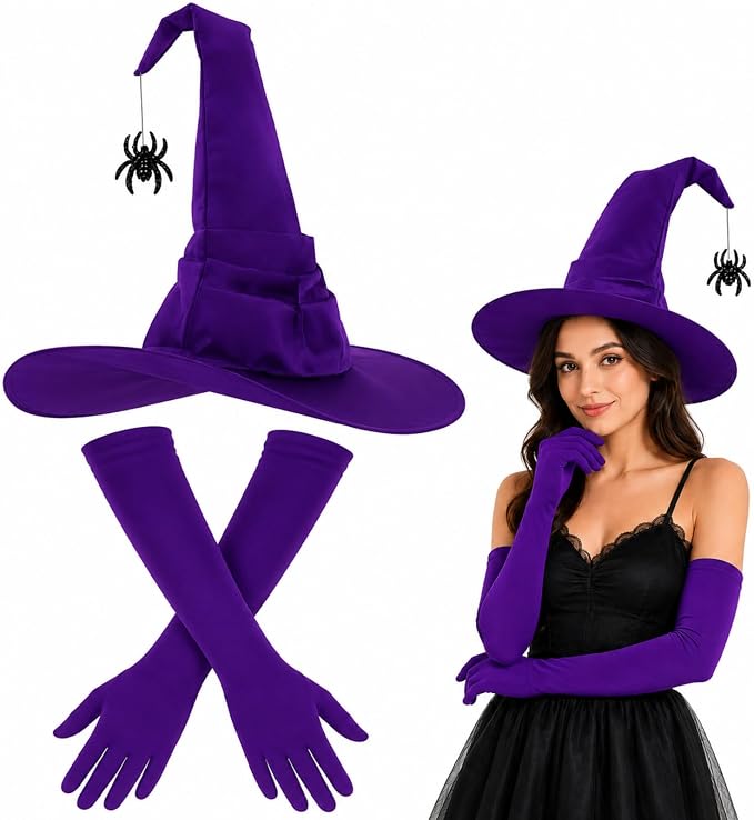 Halloween Witches Hat And Gloves Costume