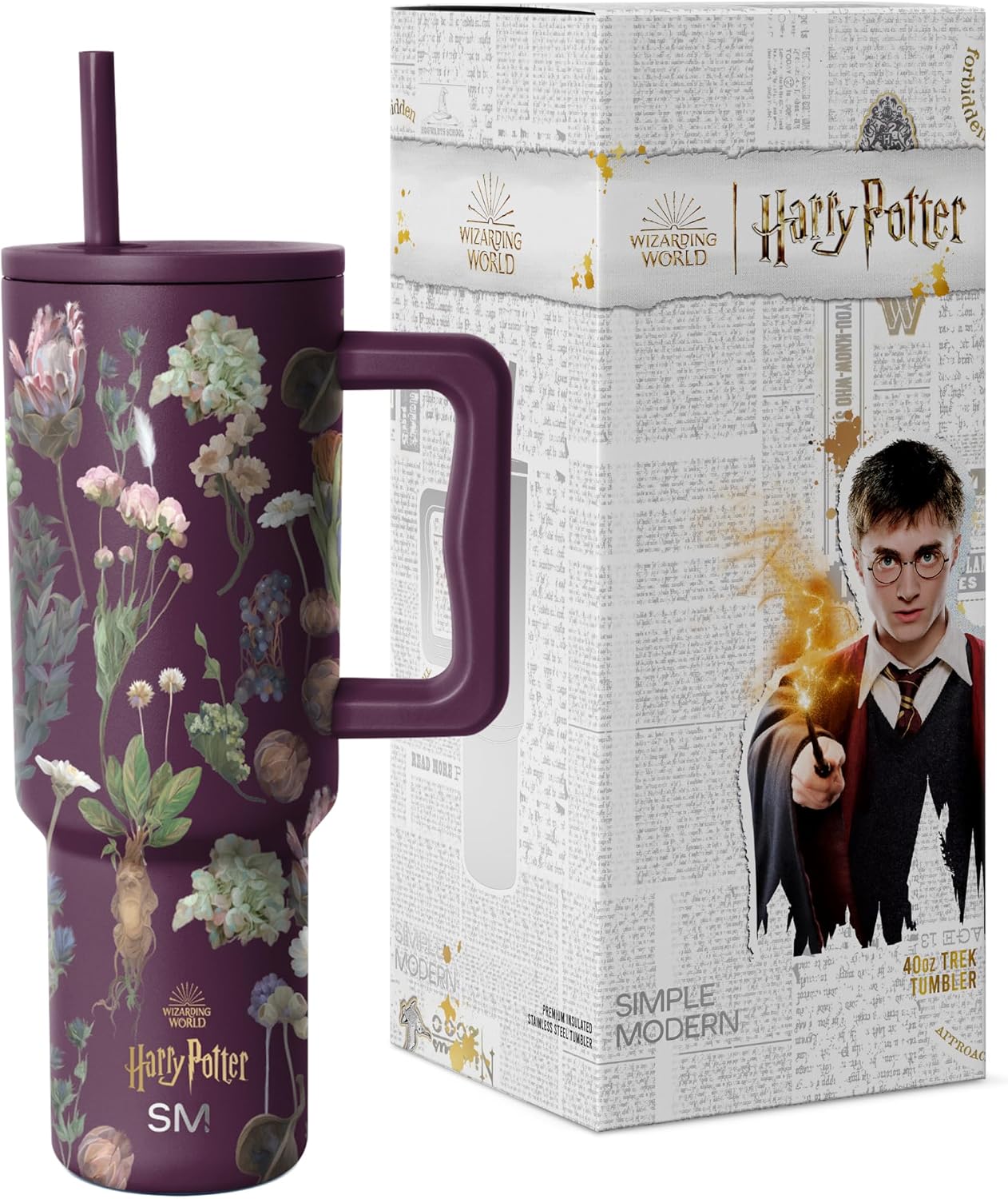 Harry Potter Tumbler with Handle and Straw Lid