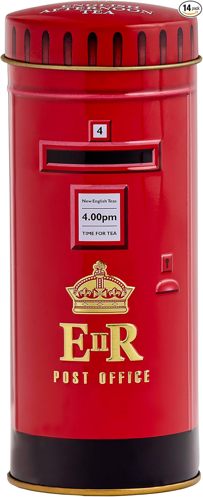 New English Teas Post Box British Tea Tin with 14 Black Tea Bags