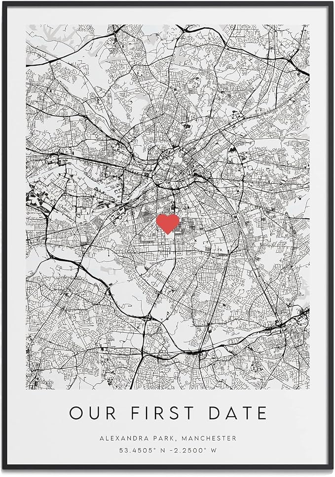 Our First Date Map Print - Romantic Gift Personalised & Unique