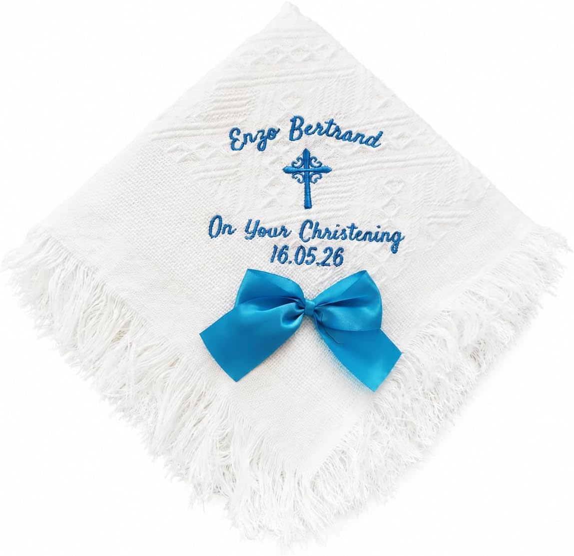 Personalised Baby Christening Shawl (Multiple Colours)