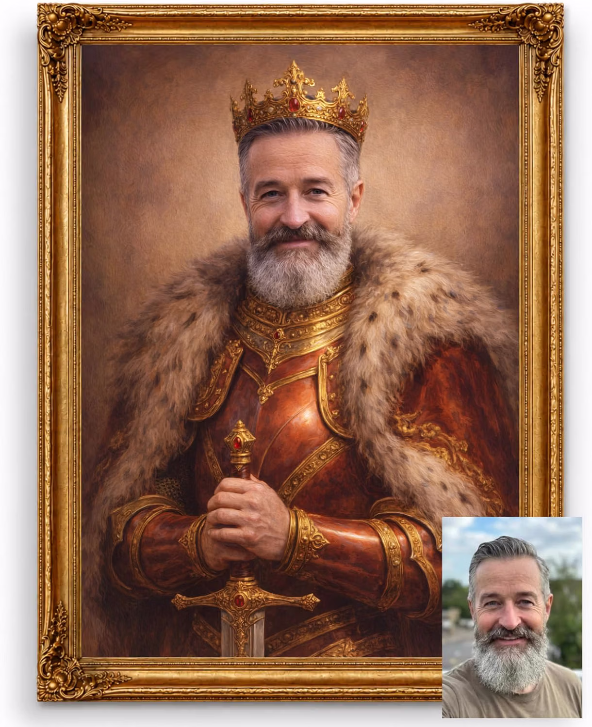 Personalised Portraits for Dad, Custom King, Viking Print, Multiple Styles product photo