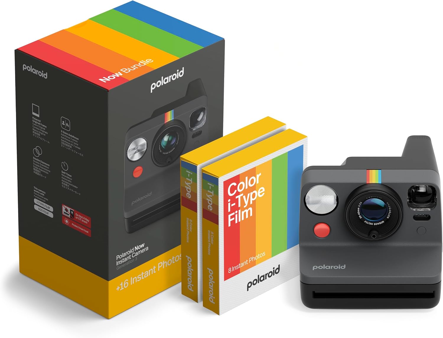 Polaroid - Now Gen 3 - Instant Camera - Bundle Camera + Colour Film (16 Photos) Black (6560) product photo