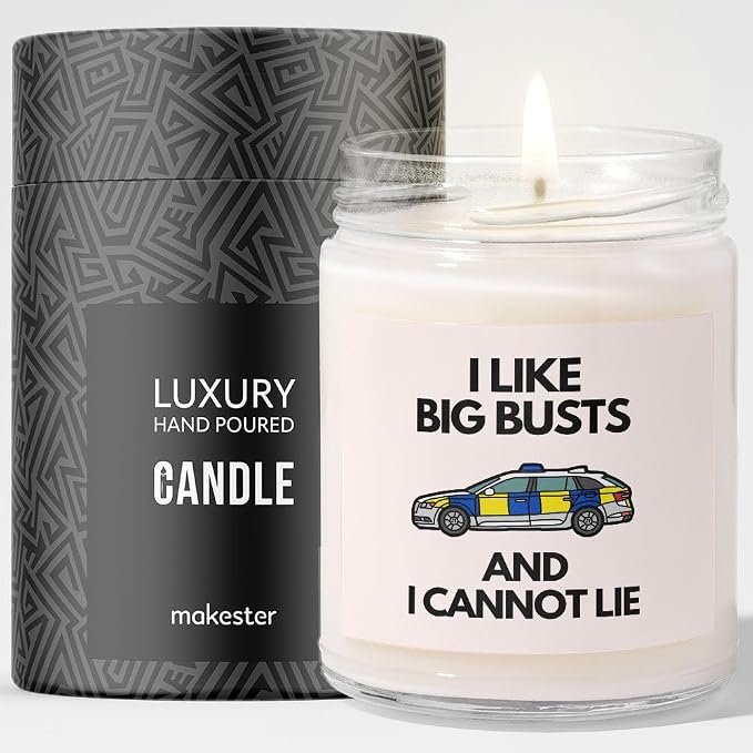 Police Officer Gift - Luxury Soy Wax Candle - Vanilla, Jasmine, Sugared Almond product photo