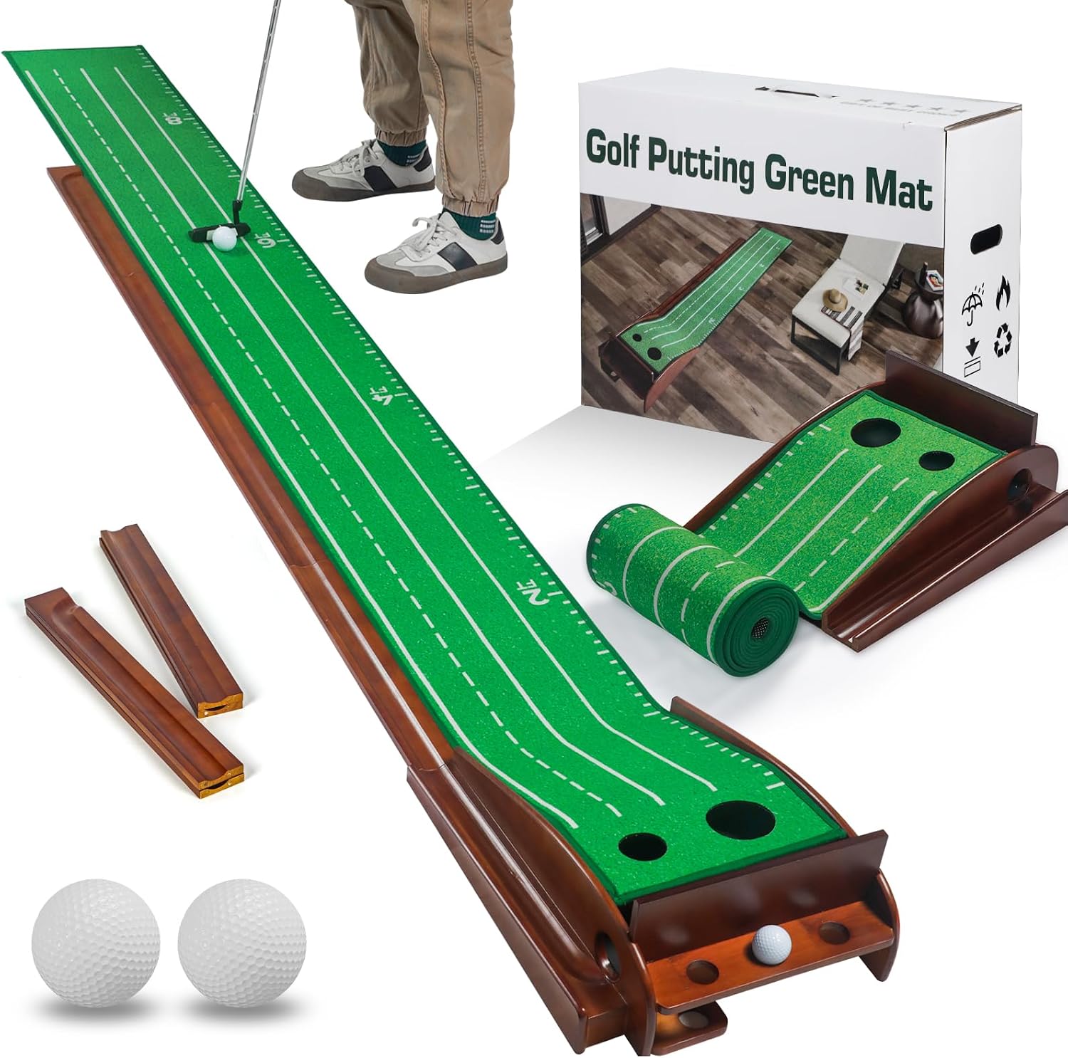 Putting Green Indoor Golf Putting Mat with Auto Ball Return product photo