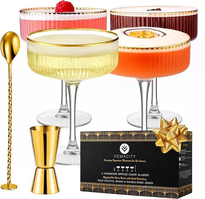 Ribbed Martini Glasses Set of 4 product photo